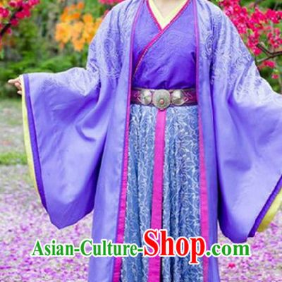 Ancient Chinese Purple Princess Clothing and Headpiece for Women