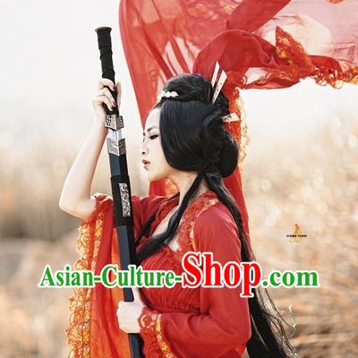 Ancient Chinese Red Wedding Dress Complete Set for Brides