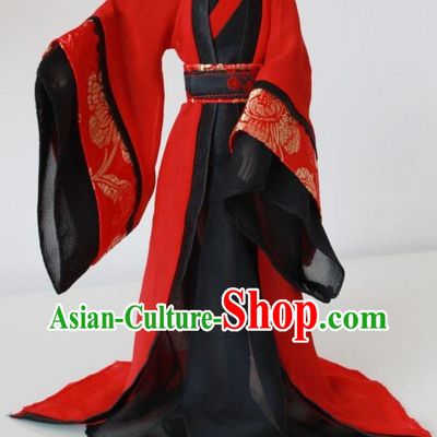 Ancient Chinese Red and Black Wedding Dress for Men
