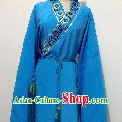 Ancient Chinese Blue Student Costumes and Hat for Men
