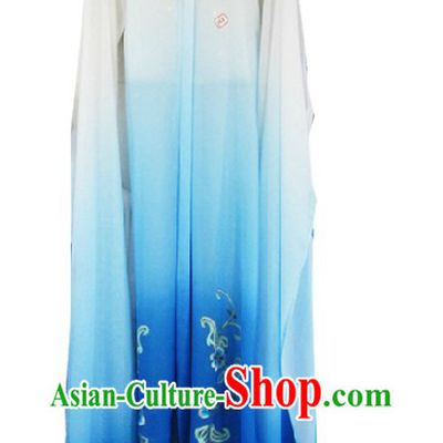 Ancient Chinese Opera White to Blue Transition Robe for Women