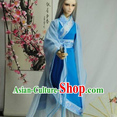 Ancient Chinese Blue Han Fu Guzhuang Clothing for Men