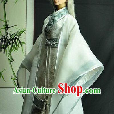 Ancient Chinese White Guzhuang Costumes for Men