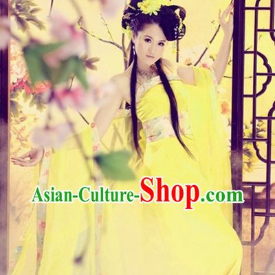 Yellow Ancient Chinese Dance Costumes
