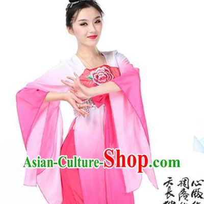 Pink Chinese Classical Dancing Costumes and Wig