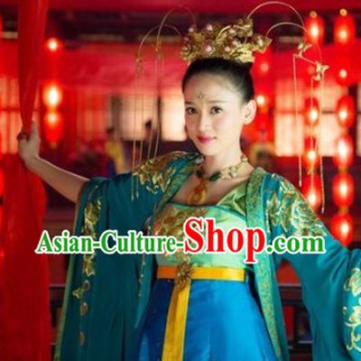 Ancient Chinese Palace Dance Costumes and Hair Accessories