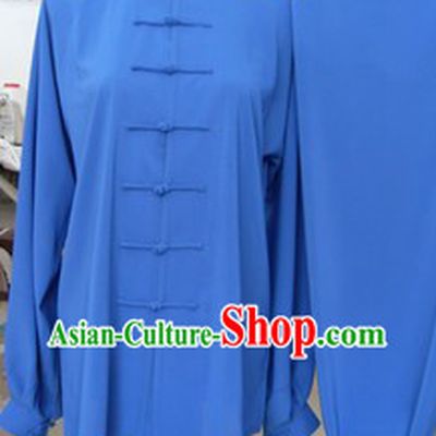 Traditional Chinese Blue Silk Kung Fu Dresses
