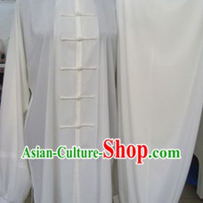 Traditional Chinese White Silk Tai Ji Clothing