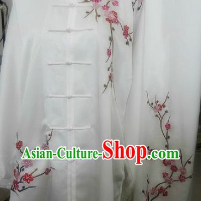 Traditional Chinese White Plum Blossom Silk Tai Chi Uniforms
