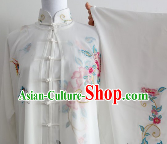 Traditional Chinese White Flower Kung Fu Uniform and Veil