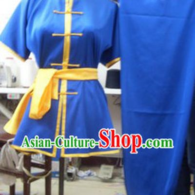 Traditional Chinese Blue Silk Martial Arts Practice Clothing
