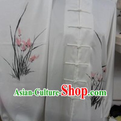 Traditional Chinese White Silk Orchid Martial Arts Uniforms