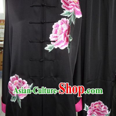 Traditional Chinese Black Peony Kung Fu Martial Arts Clothes