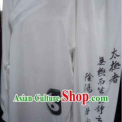 Ancient Chinese White Silk Tai Chi Tai Ji Clothing Complete Set