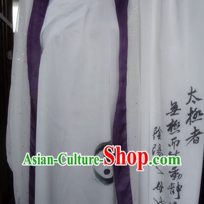 Ancient Chinese White Silk Tai Chi Tai Ji Uniform and Cape Complete Set