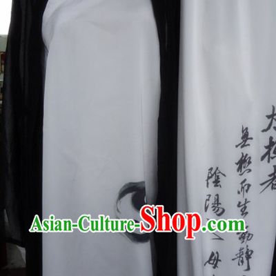 Ancient Chinese White Silk Tai Chi Tai Ji Uniform and Cape Complete Set