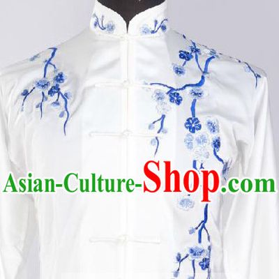 Traditional Chinese White Plum Blossom Embroidery Kung Fu Uniforms