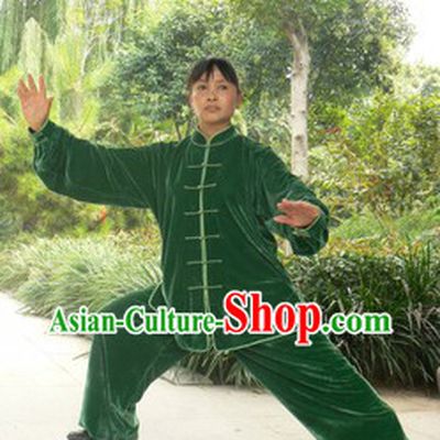 Traditional China Green Velvet Kung Fu Uniforms