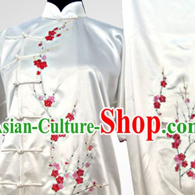 Traditional Chinese Short Sleeves Embroidered Flower Martial Arts Outfits