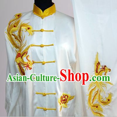Traditional Chinese Short Sleeves Embroidered Phoenix Kung Fu Clothes