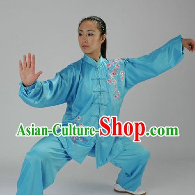 Traditional Chinese Blue Taiji Martial Arts Clothing for Women