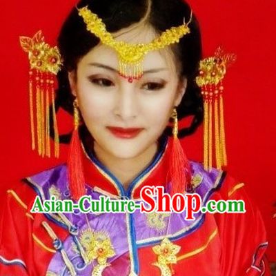 Chinese Classical Wedding Bridal Forehead Accessories and Hairpins