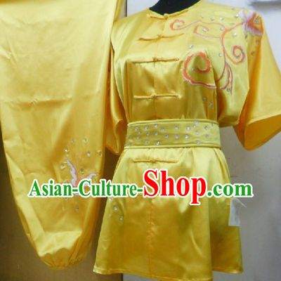 Yellow Chinese Embroidery Long Fist Southern Fist Kung Fu Uniform