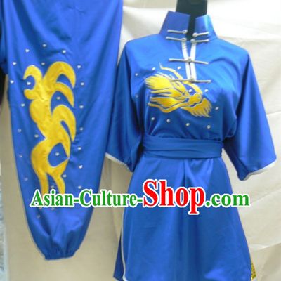 Blue Chinese Embroidery Long Fist Southern Fist Kung Fu Outfit