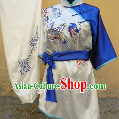Traditional Chinese Short Sleeve Dragon Embroidery Contest Martial Arts Clothes