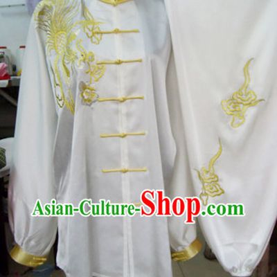 White Phoenix Embroidery Martial Arts and Tai Chi Uniform Complete Set for Women