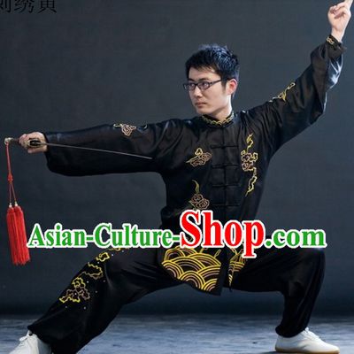 Traditional Chinese Black Kung Fu Tai Chi Martial Arts Uniform