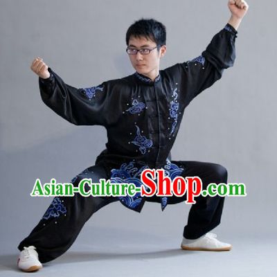 Traditional Chinese Black Kung Fu Tai Chi Martial Arts Uniform
