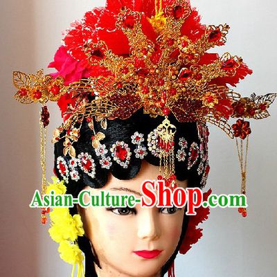 Traditional Chinese Phoenix Coronet Hair Accessories and Long Wig
