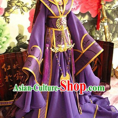 Ancient Chinese Purple Hanfu Clothes for Men