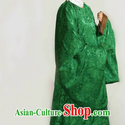 Ancient Chinese Ming Dynasty Green Robe Clothing Complete Set for Women