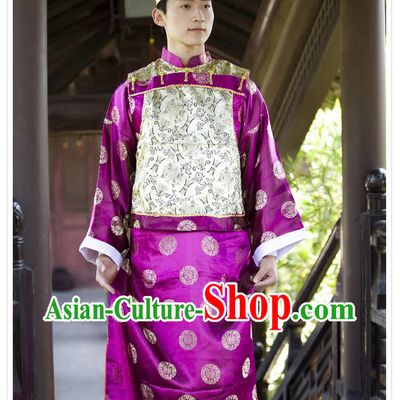 Traditional Chinese Mandarin Clothing Costume and Hat for Men