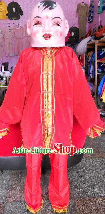 Traditional Chinese New Year Parade Laughing Boy Mask and Costume