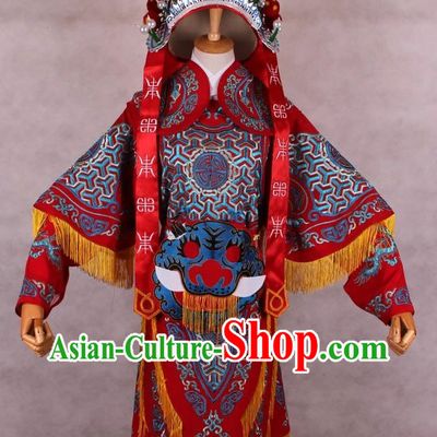 Traditional Chinese Opera Embroidered Armor Costume and Hat for Women