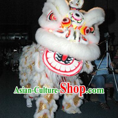 Traditional Chinese Golden Sequins Happy Events Celebration Lion Dancing Costume Complete Set