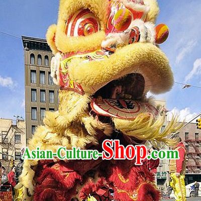 Traditional Chinese Red and Golden Lunar New Year Lion Dancing Costumes Complete Set