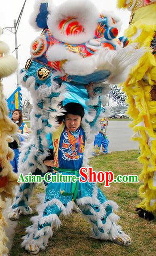 Blue Standard Competition and Performance Lion Mask and Costumes Complete Set