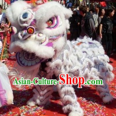 White Classical Competition and Performance Lion Dance Clothes Complete Set