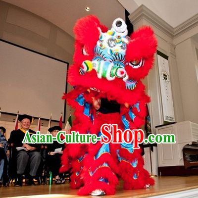 Supreme Blue and Red Ceremony Chinese Lion Dance Costume Complete Set