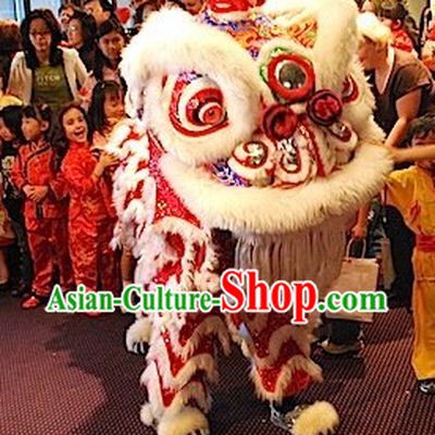 Red and White Chinese Celebration Lion Dance Costumes Two Sets