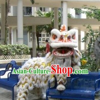 American White Wool Lion Dancing Costume Complete Set
