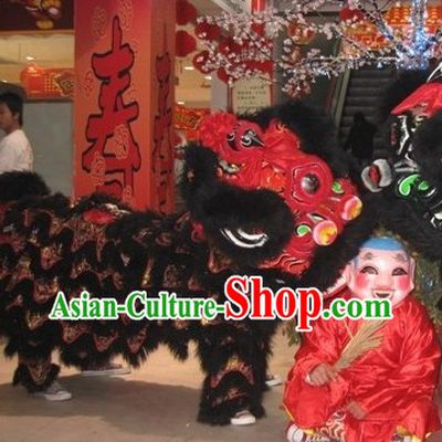 Red and Black Chinese New Year Customs Traditionals Lion Dance Lion Set