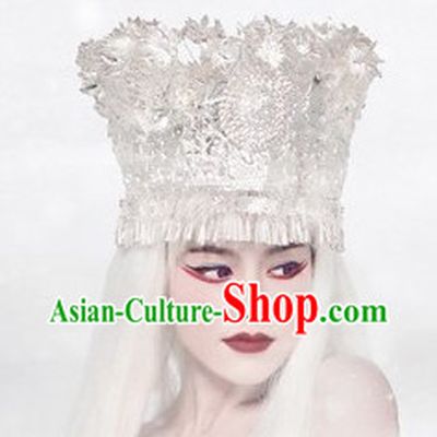Large Chinese Miao Tribe Silver Hat for Women