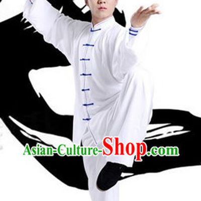 Traditional Chinese Pure White Taiji and Gongfu Outfit for Men