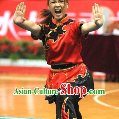 Red and Black Kung Fu Apparel Full Set for Women