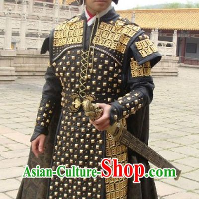 Ancient Chinese Palace Coup General Armor Costume and Hat for Men